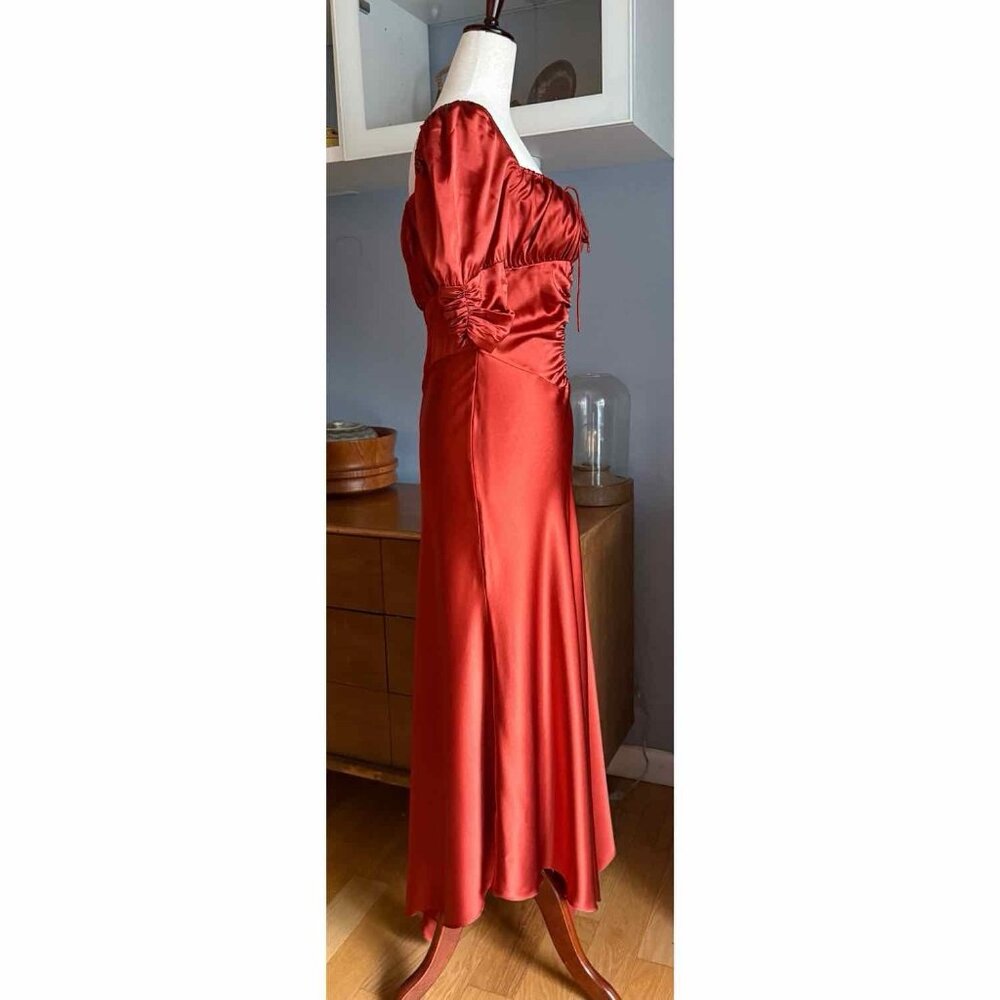 Alexis Noerene Ruched Stretch-Silk Maxi Dress Auburn Size M - Picture 7 of 12